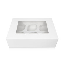 FALGUN 10 x Premium White 6 Hole Cavity Cupcake Boxes with Window and