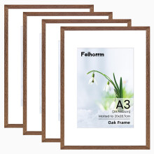 A3 Frame 4 Pack Solid Oak Wood A3 Picture Frame for Family, A3 Frame w