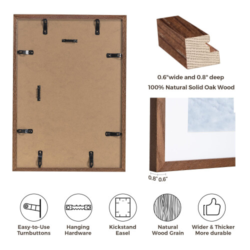 A3 Frame 4 Pack Solid Oak Wood A3 Picture Frame for Family, A3 Frame w 2