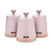Tower T826131PNK Cavaletto Set of 3 Storage Canisters for Tea/Coffee/S