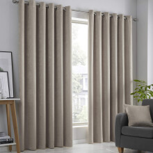 Fusion Strata Natural Linen Eyelet Curtains W228 x L183cm (W90 x L72")