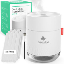 Aerobe Humidifier for Bedroom with 12 Extra Filters, 500ML Cool Mist H