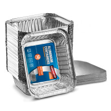 Caterserve 50 Small Aluminum Foil Trays Containers with Paper Lids 500