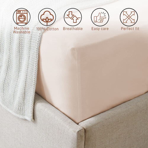 AR Ware Double Fitted Sheet 100% Egyptian Cotton 300 TC, Breathable De 2