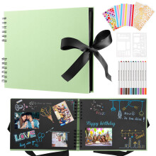 DazSpirit Photo Album Scrapbook - 80 Page DIY Memory Book with 12 Meta