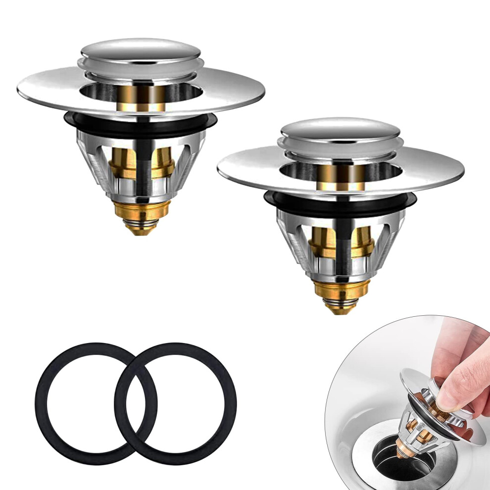 Sink Plug, Bathroom Pop Up Sink Plug Replacement Spring Core Copper, Universal Bath Plug Brass Bounce Core Push Type, Drain Plug No Overflow Basi 81748587