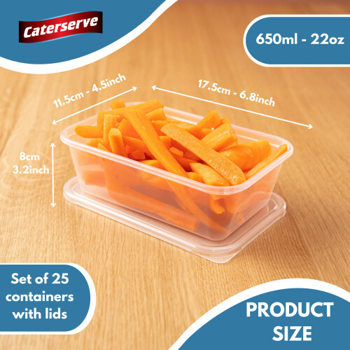 Caterserve Takeaway Plastic Containers With lids - Microwave and 1