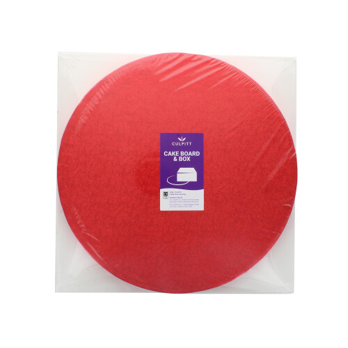 Culpitt Red Board & Box Set | 8" | White Cake Box & Drum, Box And Cake 2