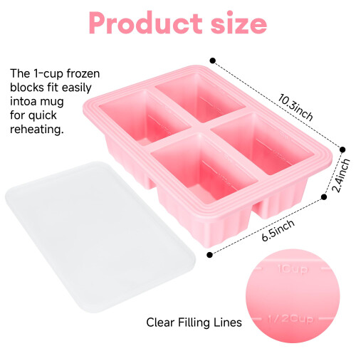 2 Pack Extra Large Soup Containers for Freezing, Silicone Cube Soup Fr 1