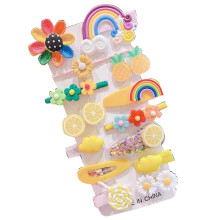Dejlige dyrehårspænder kawaii hårspænder til piger, premium harpiks hårspænder med blomster, regnbue, slik og dessertmønstre, børnespænder i