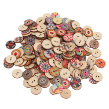 Boutons rétro en bois à motif floral, avec trous. Boutons vintage en bois naturel, pour loisirs créatifs et couture.
