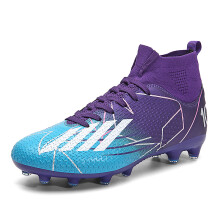 (HXH-2501H-C-Purple, 41) Men's Soccer Shoes Low Top TF/FG Anti Slip Football Boots Outdoor Grass Adult Professional Training Soccer Sneakers