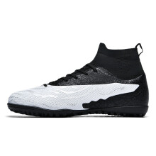 (Broken nails--Black and White, 46) Quality Football Boots Soccer Cleats for Mens Womens Lightweight Training Football Shoes Unisex Outdoor High Ankle Sneaker