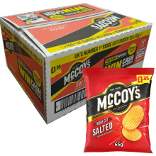 McCoys Salted Crisps Ridge Cut Box of 20x65g