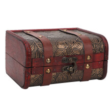 Antique Wooden Treasure Chest Elegant Keepsake Box For Storing Jewels Cards Coins And Other Valuables Stylish Vintage Décor Item