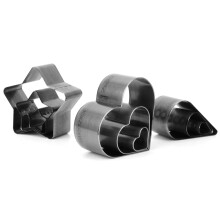 Set di formine per biscotti in acciaio inossidabile, forme mini: cuore, goccia, pentagramma, resistenti alla ruggine, facili da usare, con base