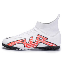 (CK15-D-WhiteRed, 42) Men's Soccer Shoes Children Football Boots TF/FG Outdoor Grass Proffesional Anti-Slip Soccer Shoes New Arrival 2022 Sneakers