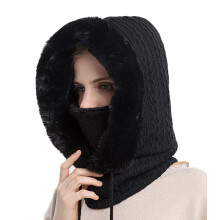 Thermal Balaclava Face Mask Women For Outdoor Winter Sports One Size Fits All Black Hooded Fleece Neck Warmer Ski Mask