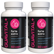 GUAVITAL+ Forte - 120 Cápsulas (Pack de 2) com Glucomanano, Cacau e Vit. B - Suplemento Alimentar Suíço
