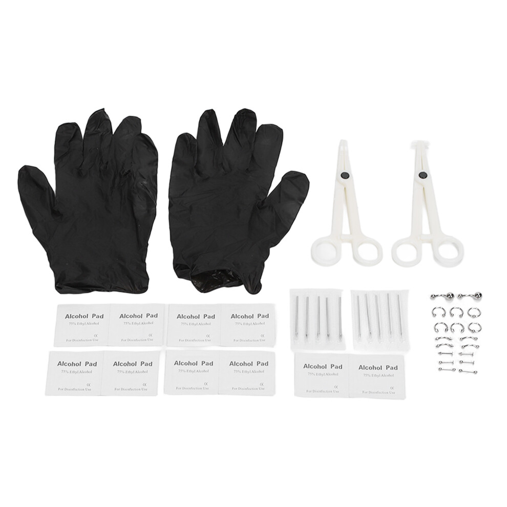 316L Stainless Steel Piercing Kit Comprehensive Set with Needles and Pliers Versatile for Ear Nose Tongue Lip Belly Button Cartilage Piercing Safe Dur