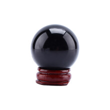 Spåkule for åndelig innsikt, krystallkule av naturstein med trestativ, krystallkule av svart obsidian for meditasjon, spådom og
