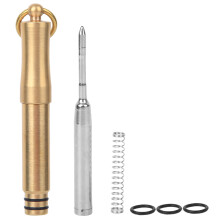 Stilou de buzunar EDC din alamă solidă, stilou de semnătură puternic și indestructibil, cu design de breloc, stilou de buzunar compact, tăiere