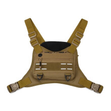 Tactical Vest Chest Bag Molle Compatible Airsoft Pouch Holster Khaki Color For Camping Hiking Fishing Cycling