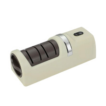Electric Knife Sharpener USB Rechargeable with NonSlip Base for Home and Camping (Beige)