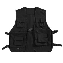 Utility Vest Size M Unisex Cargo Vest Waistcoat Outerwear For Camping And Outdoor Sports Black