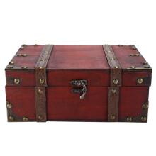 Retro Wooden Treasure Chest With Lock, Multi-Use Storage Box For Jewelry Cards Coins Decorative Display Box For Home Office Wedding Event