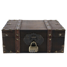 Vintage Aufbewahrungsbox aus Holz mit Verschluss, antike Schatztruhe, handgefertigt aus robustem Premium-Holz, platzsparend, dekorativer Retro-Stil