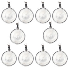 Cabochon Setting Trays for DIY Jewelry Making Stainless Steel Pendant Settings Craft Kit for Resin Art and Photo Pendants, Round Bezel Blanks for