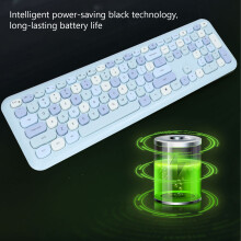 Drahtloses Retro-Multicolor-Tastatur- und Maus-Set 2,4 GHz Blau