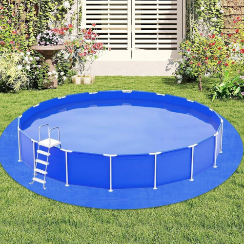 Pool Pad Round Pool Floor Mat Blue 3 Meters PunctureProtection Padding For Decking, Poolside, Backyard, Camping 1