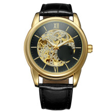 Orologio da uomo meccanico automatico con lancette luminescenti, resistente all'acqua, elegante, con movimento stereo scheletrato a carica automatica