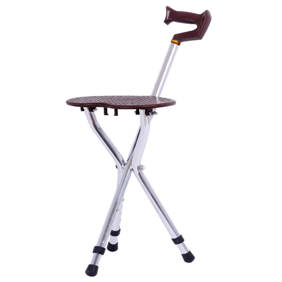 Cane Stool Chair Folding Walking Cane Seat Adjustable Height Portable Tripod Crutch Outdoor Travel Rest Stool NonSlip
