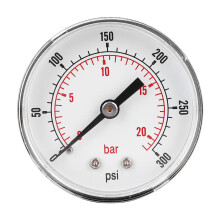 Manometro meccanico per uso industriale, manometro a doppia scala 0-300PSI 0-20Bar con costruzione in ottone, quadrante trasparente scala chiara per