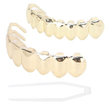 Fashionable and Luxury Appearance, One Size Fits Most Teeth Grillz with Safe Lead and Nickel Free Plating, Shiny Teeth Decoration, Reusable Silicone M