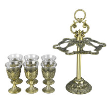 Retro Candlestick Home Decor Accent, Vintage Style Embossed Flower Pattern Metal Chalice Holder, Decorative Use Candle Stand for Tea Light Taper