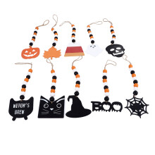 Gårdshus Halloween-girlander av treperler Rustikk lagdelt brettdekor Fargerik Halloween-perlegirlander Omtenksom Halloween-gave Robust og holdbar