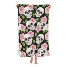 Roses And Skulls Beach Towel Absorbent Microfibre Travel Towel For Men Vacation Camping