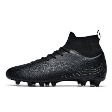 (Spikes----Black, 32) Quality Football Boots Soccer Cleats for Mens Womens Lightweight Training Football Shoes Unisex Outdoor High Ankle Sneaker