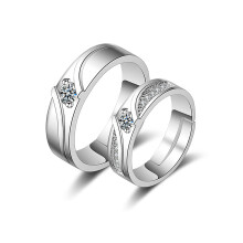 Promise Rings For Couples S925 Silver Material Adjustable Design Nickel Free Hypoallergenic Matching Rings Romantic Heart Engagement Wedding Band Set