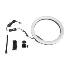 Anneau lumineux USB avec contrôle de la luminosité, lentille dépolie, éclairage doux pour le vlogging et le télétravail, LED bicolores, trois