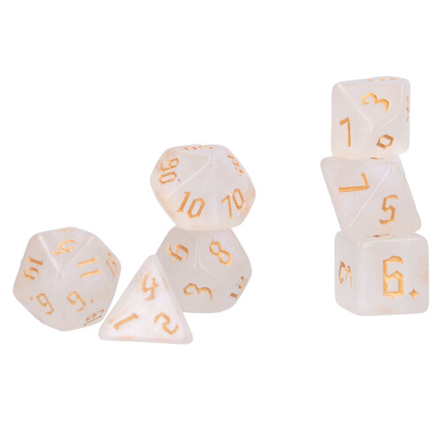 Ensemble de 7 dés polyédriques en acrylique blanc - RPG 1