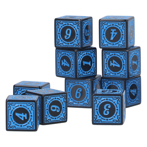 10pcs Blue 6-Sided Acrylic D6 DND Dice Set for Table Games 1