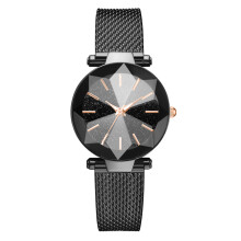 Ultra Thin Women's Watch with Starry Sky Dial, Luxury Simple Design Analog Quartz Wristwatch with Stainless Steel Mesh Band, Fashionable Elegant Ladie