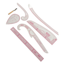 Conjunto de réguas de costura para modelagem, régua curva francesa com roda de traçar em kit de réguas de costura transparentes, ferramentas de