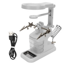 LED Light Illumination Helping Hands Tools Magnifying Glass Soldering Station Adjustable Magnification Rechargeable Power Anti-glare Magnifier Stable