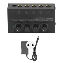Superior Audio Quality Headphone Amplifier 4 Channel, Low Noise Circuit With Balanced TRS Output And TRS Audio Input, Universal Voltage DC Power
